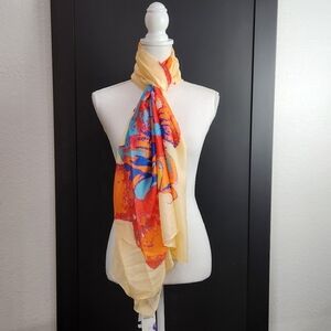 NWT PEISI 80% Silk & 20% Polyester Scarf Floral